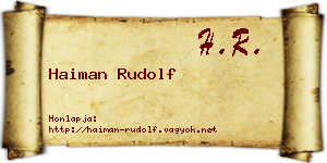 Haiman Rudolf névjegykártya